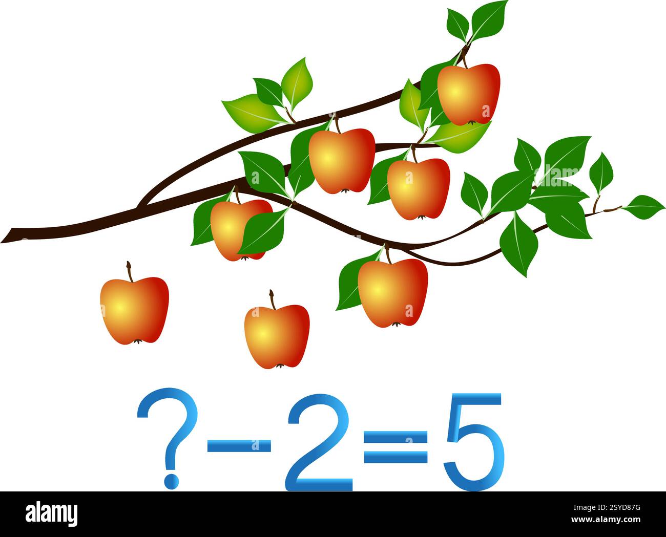 Educational games for children, subtract, apples example Stock Vector ...