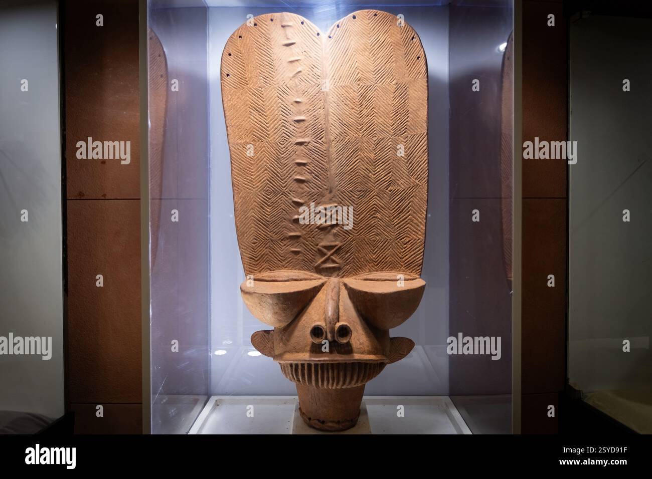 Old African wooden mask used for tribal dance and rituals in african ...