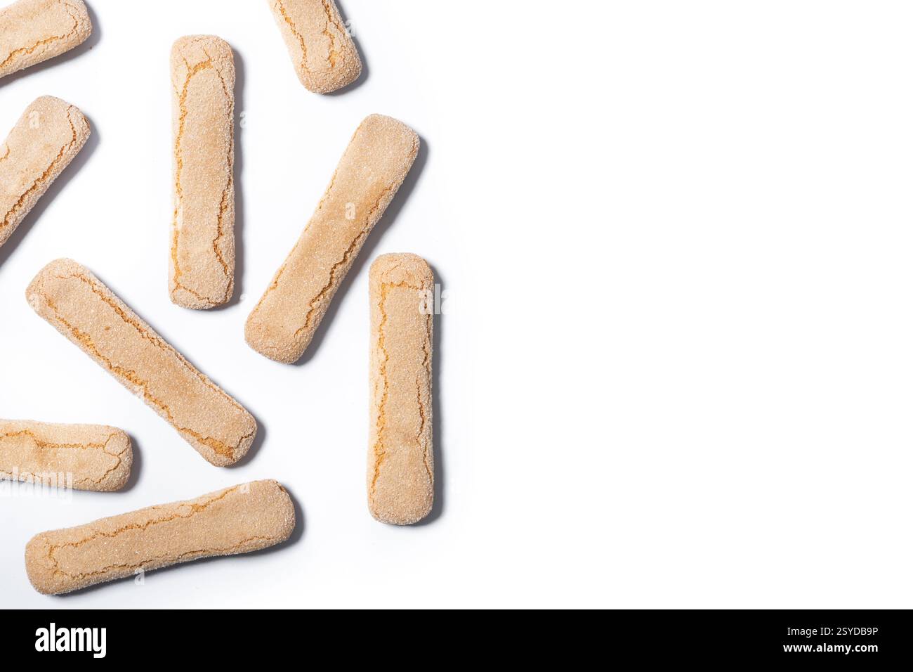 Italian biscuits ladyfingers savoiardi isolated on white background Stock Photo