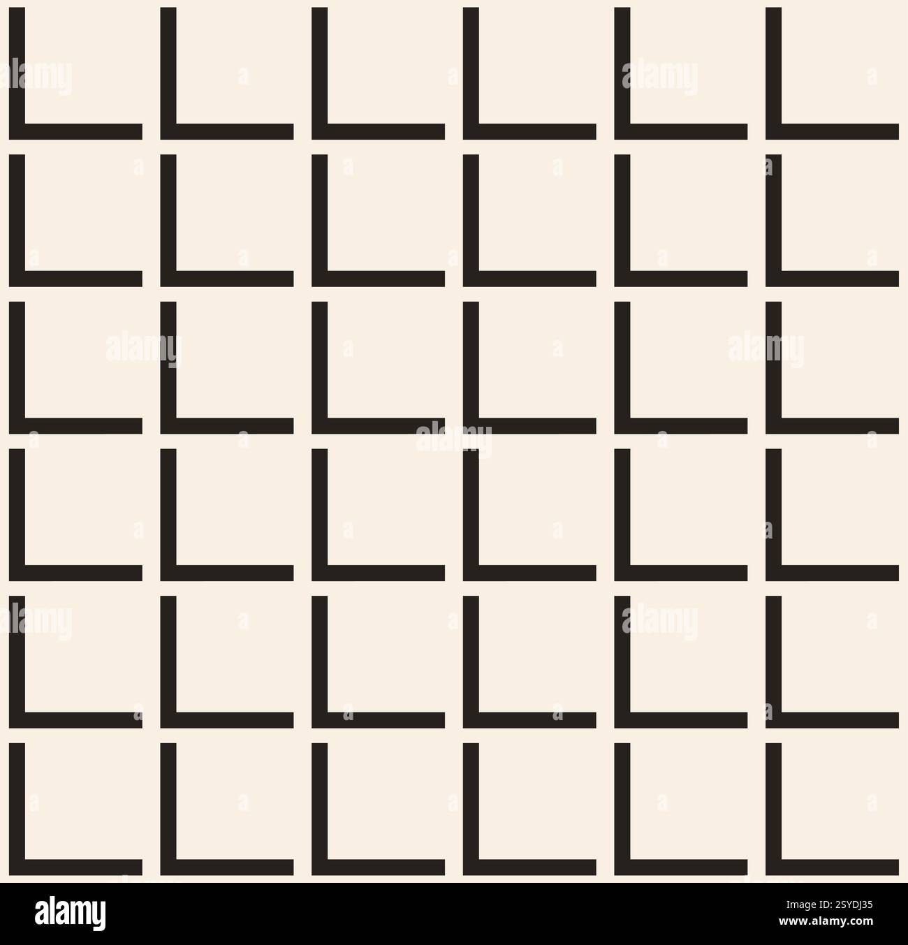 Black simple black squares seamless pattern on beige background. Stock Vector