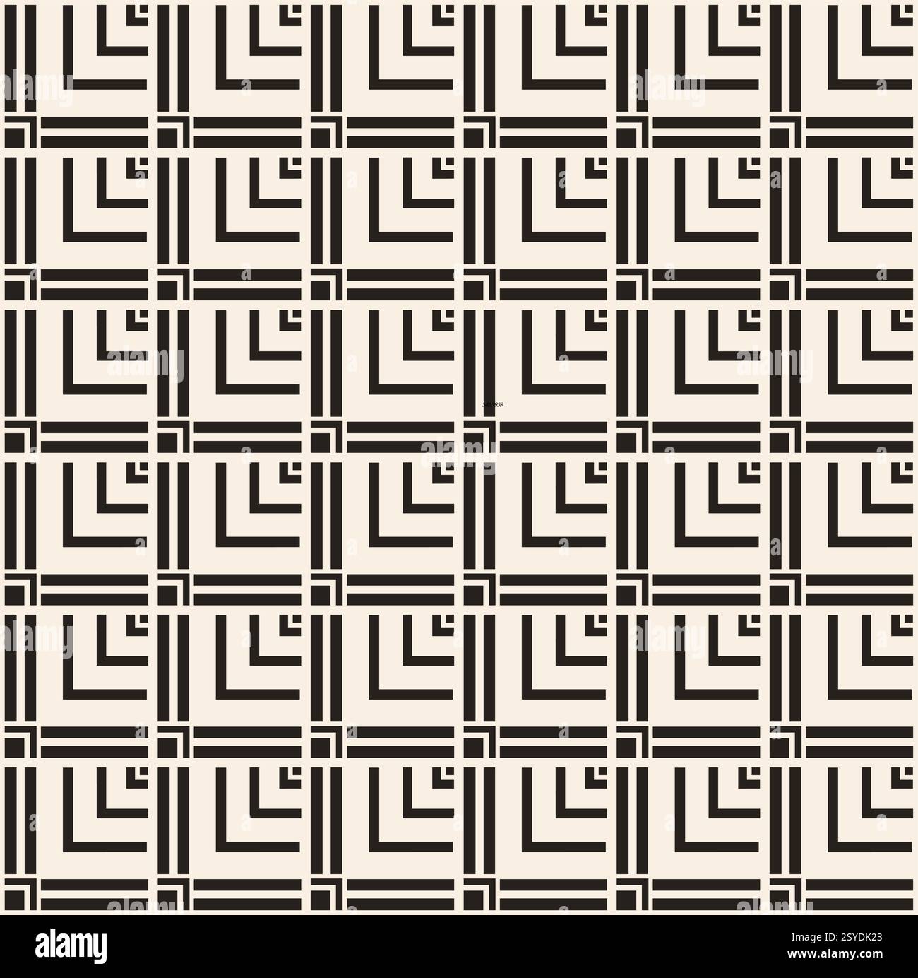 Black simple dense corners squares seamless pattern on beige background. Pattern for textile, wrapping, banner. Stock Vector