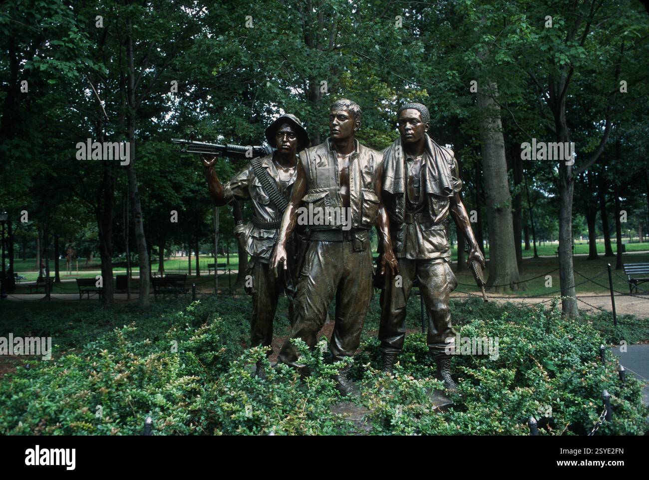 Statue at the VIietnam Memorial of 3 servicemen in Washington D.C Stock ...