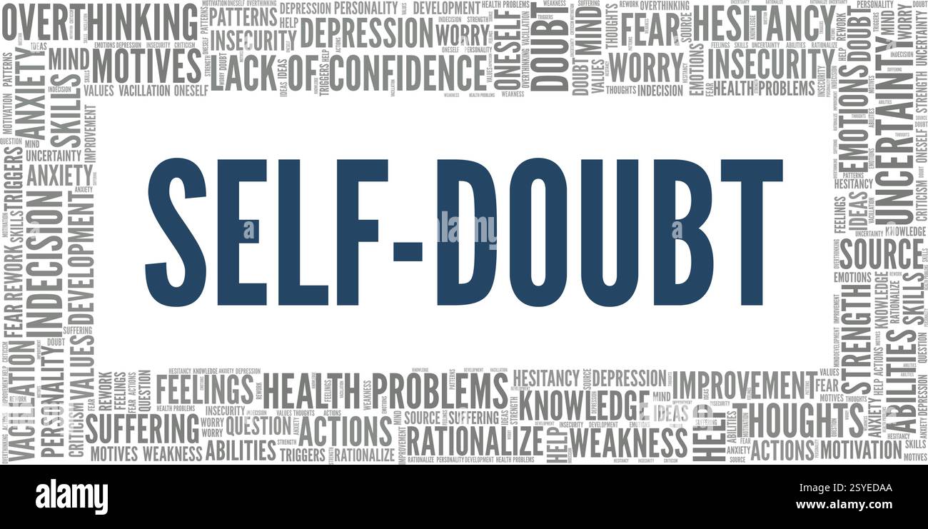 Self-doubt vector illustration word cloud isolated on a white ...