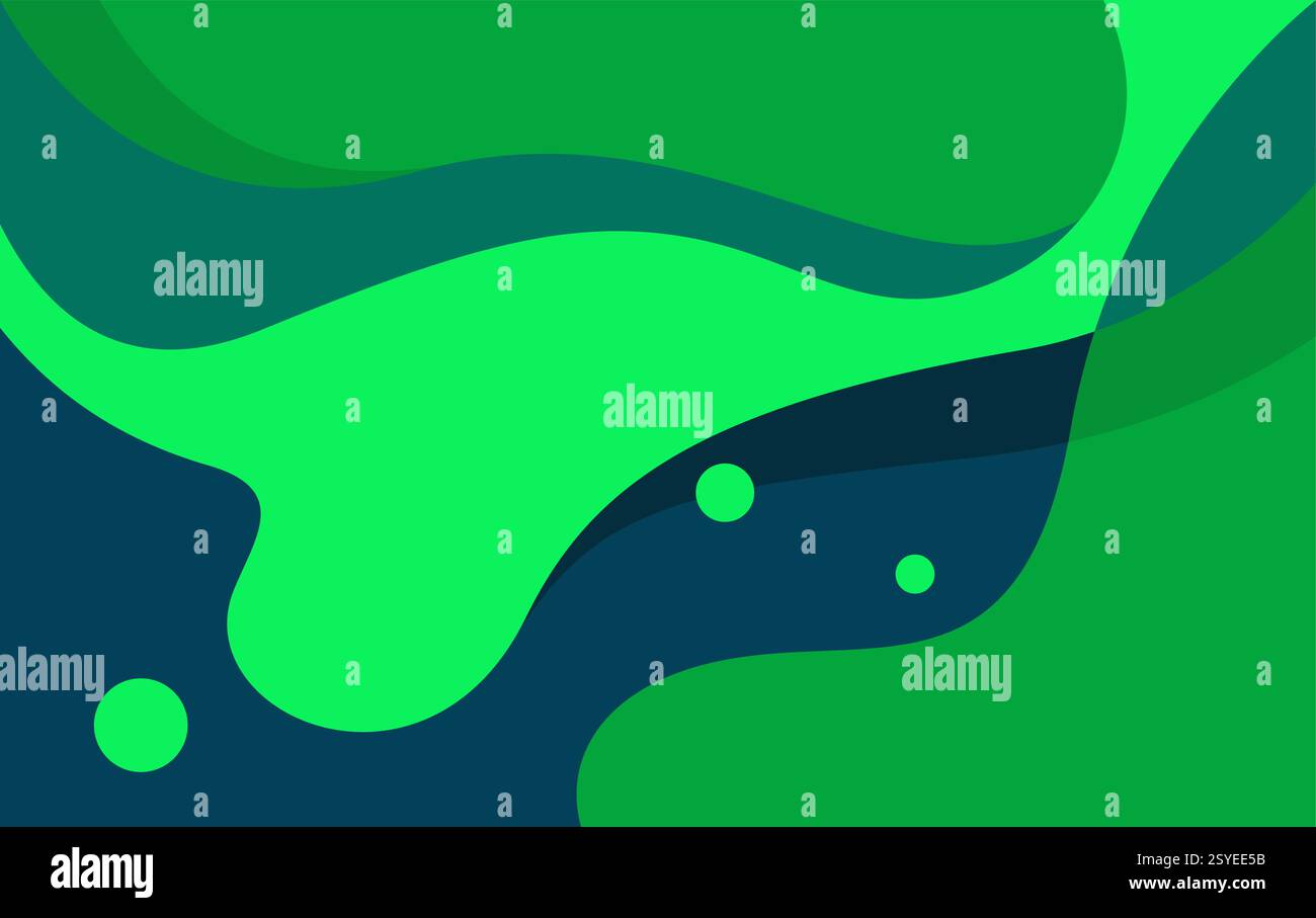 Abstract Fluid Wave Background Vector. Geometric Background With Green ...