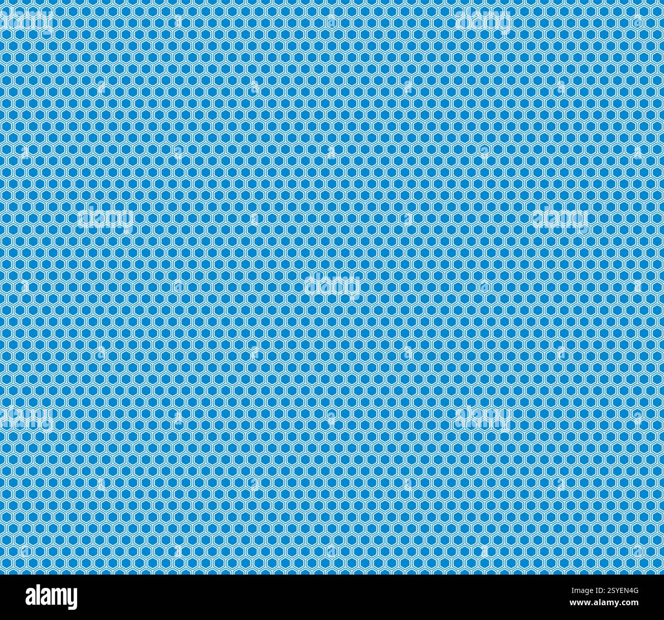 Hexagon pattern. Dodger blue color on matching background. Bold rounded hexagons mosaic pattern with inner solid cells. Stock Vector