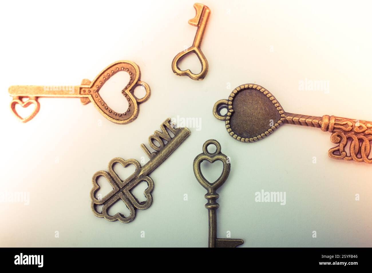 Heart shaped retro metal keys on white background Stock Photo - Alamy