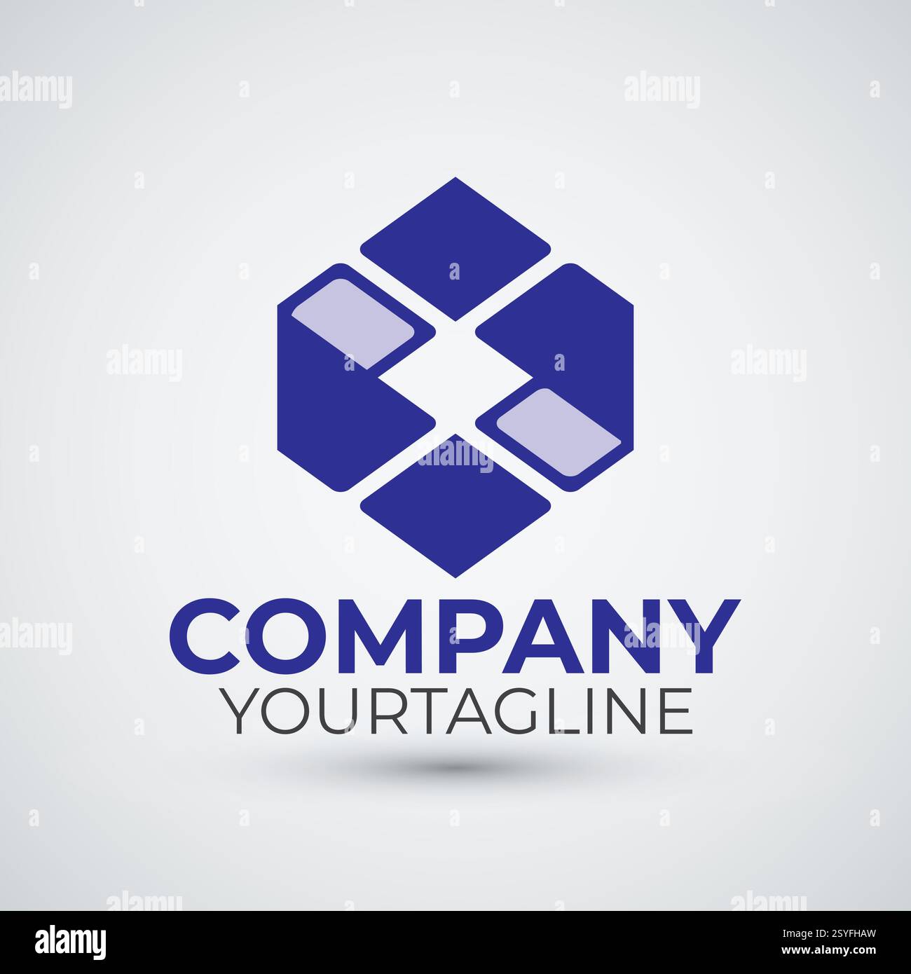 Blue hexagon logo template design Stock Vector