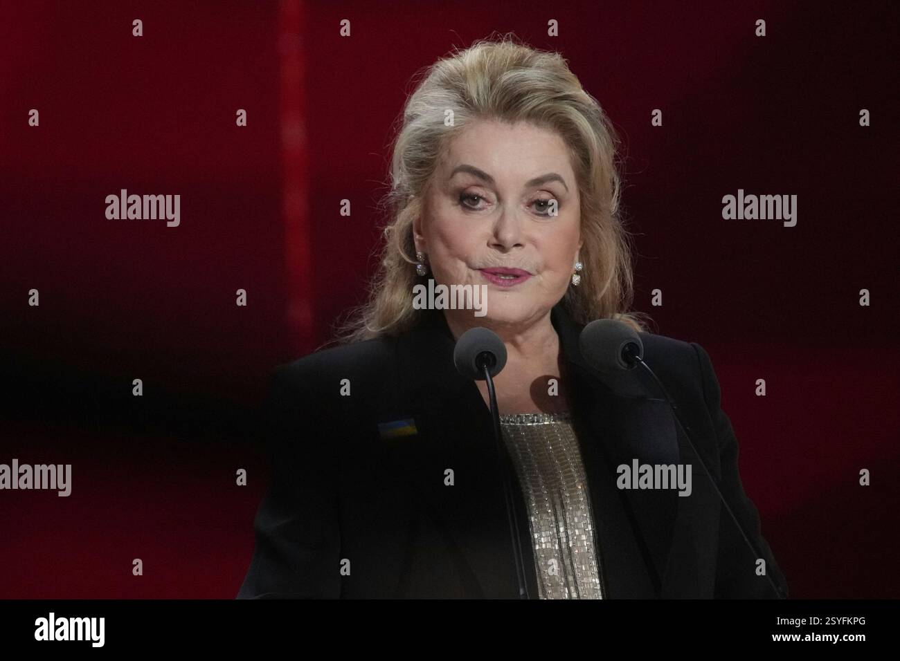 French actress Catherine Deneuve delivers a speech during the 50th ...
