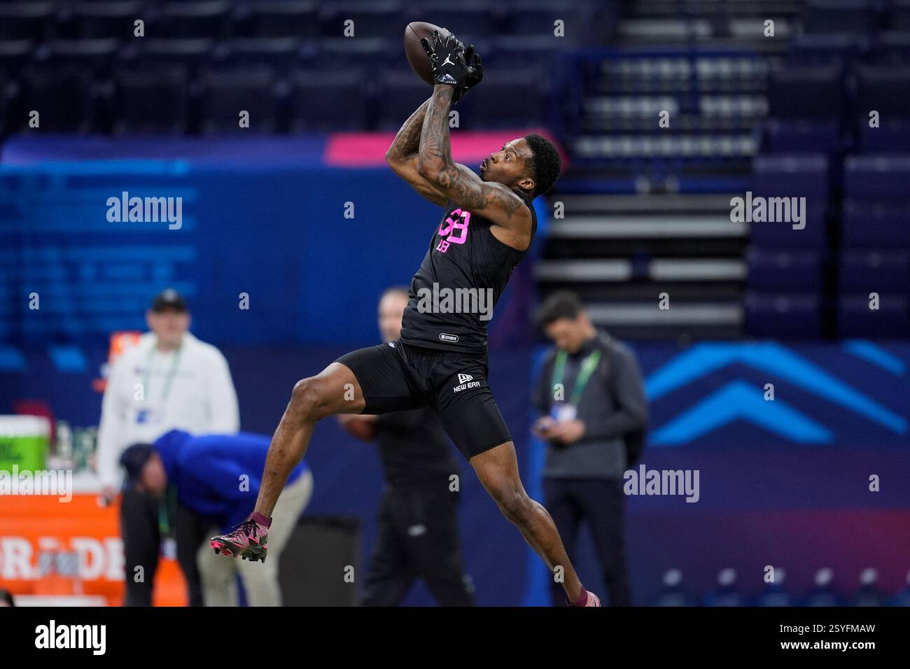 Syracuse defensive back Alijah Clark runs a drill at the NFL football ...