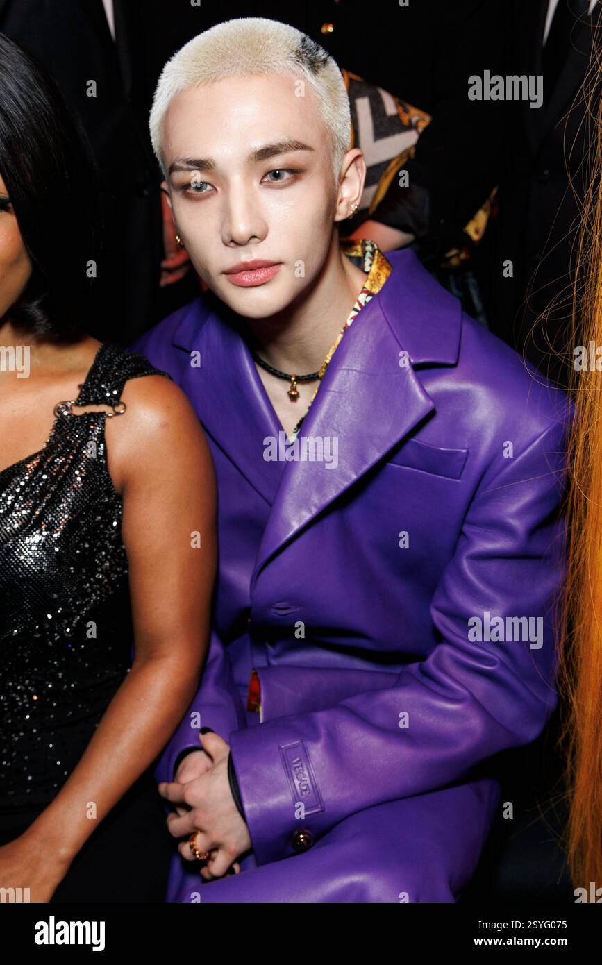 Hyunjin attends VERSACE Autumn-Winter 2025 runway during Milan Fashion ...