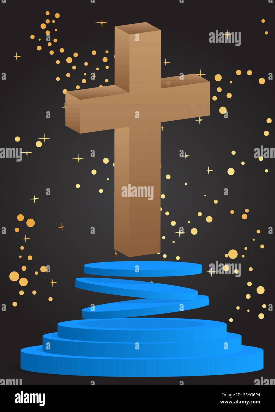 Mockup product display with Religion cross, Crucifix. Vector cylinder ...