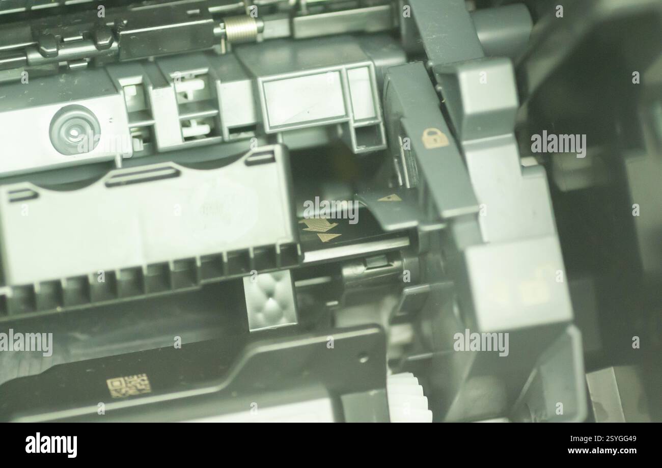 Laser printer cartridge assembly in high magnification Stock Photo