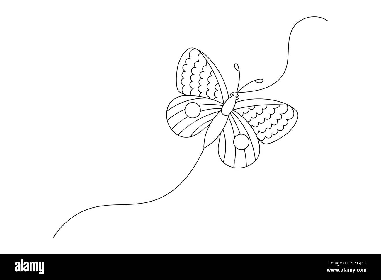 Butterfly Continuous one line art drawing with Color monarch ...