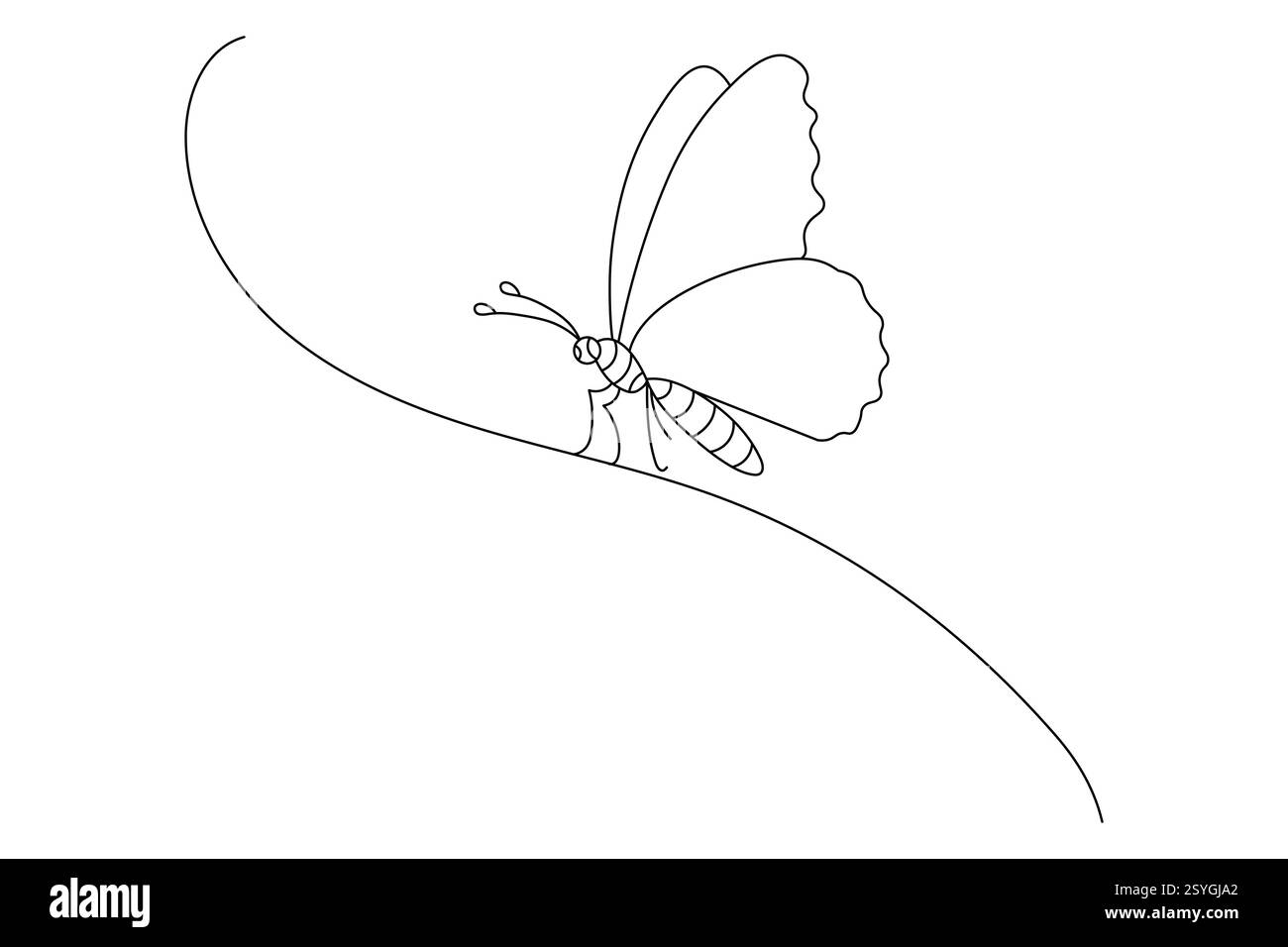 Butterfly Continuous one line art drawing with Color monarch ...