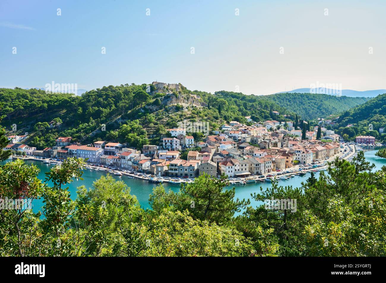 Novigrad (Dalmatien), Novigrader Meer, Mittelmeer, Gespanschaft Zadar, Dalmatien, Kroatien Stock Photo