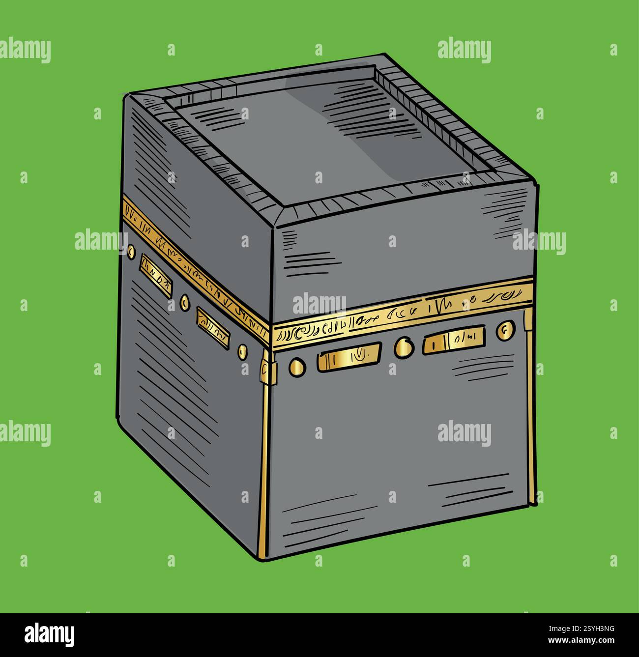 hand drawn illustration of Kaaba in Saudi Arabia. vector illustration Stock Vector