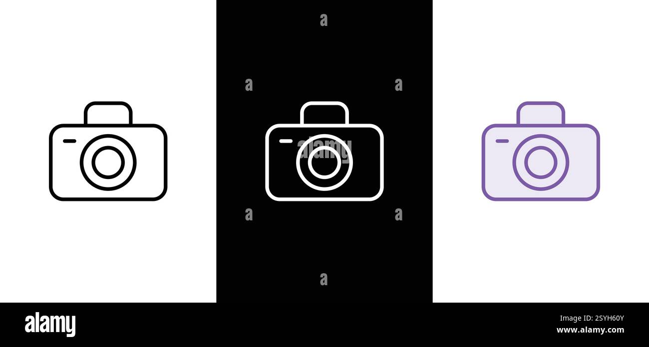 Camera vector icon set. Photo camera in flat style. Stock Vector