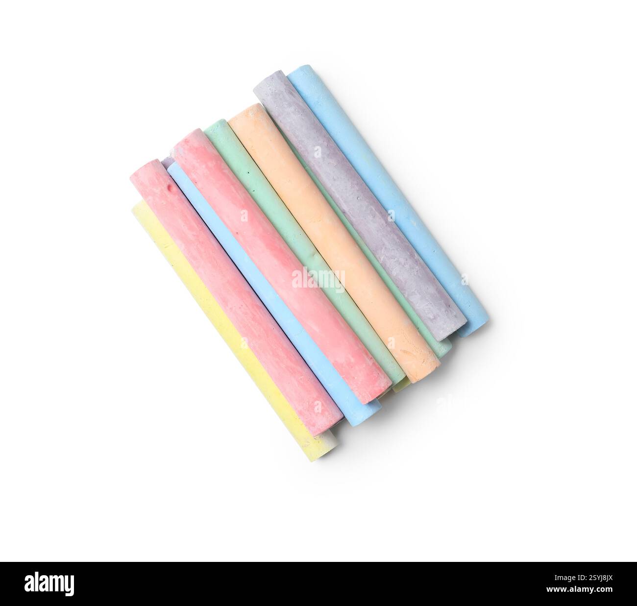 Colorful chalks on white background Stock Photo - Alamy
