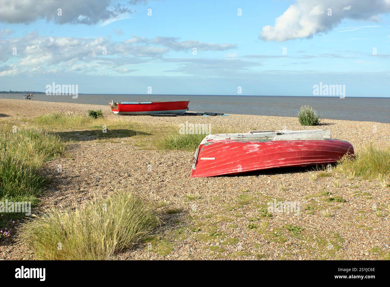 Dunwich beach. Fishing boats on Dunwich beach, Dunwich, Suffolk, UK Stock Photo