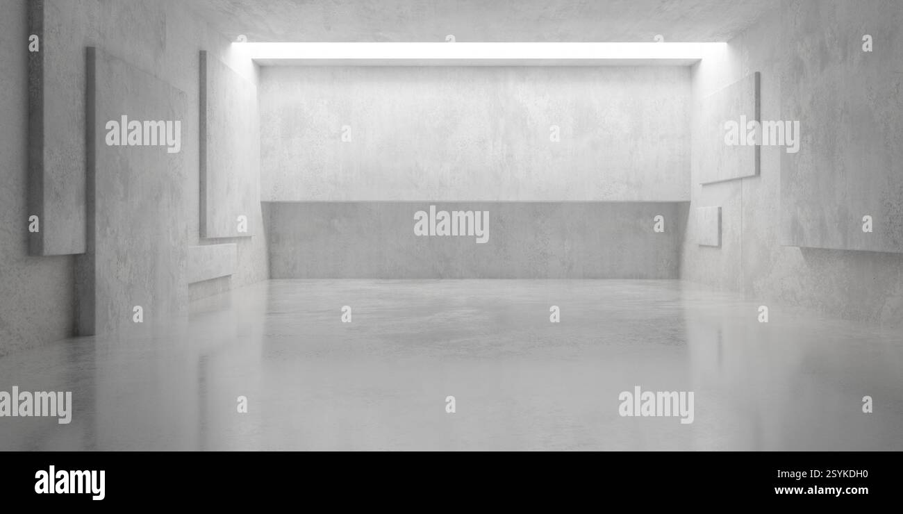 Random Inner Wall Abstract empty, modern concrete room with recess or niche with ceiling ...