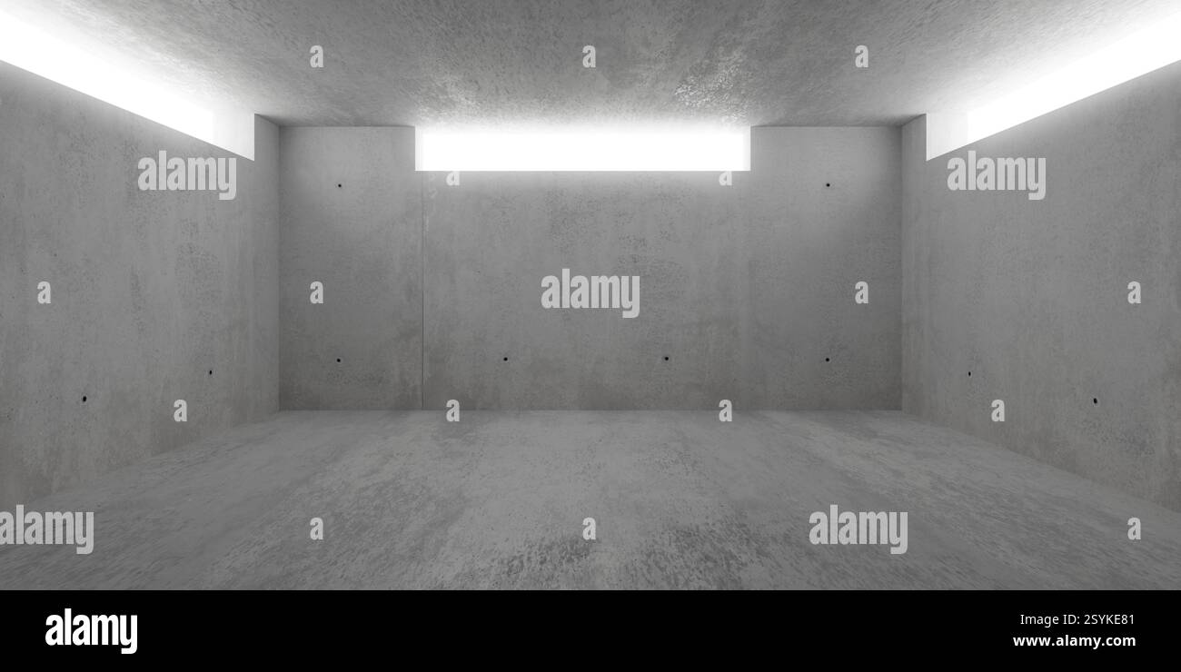 Abstract empty, modern concrete room with slim openings beneath the ...