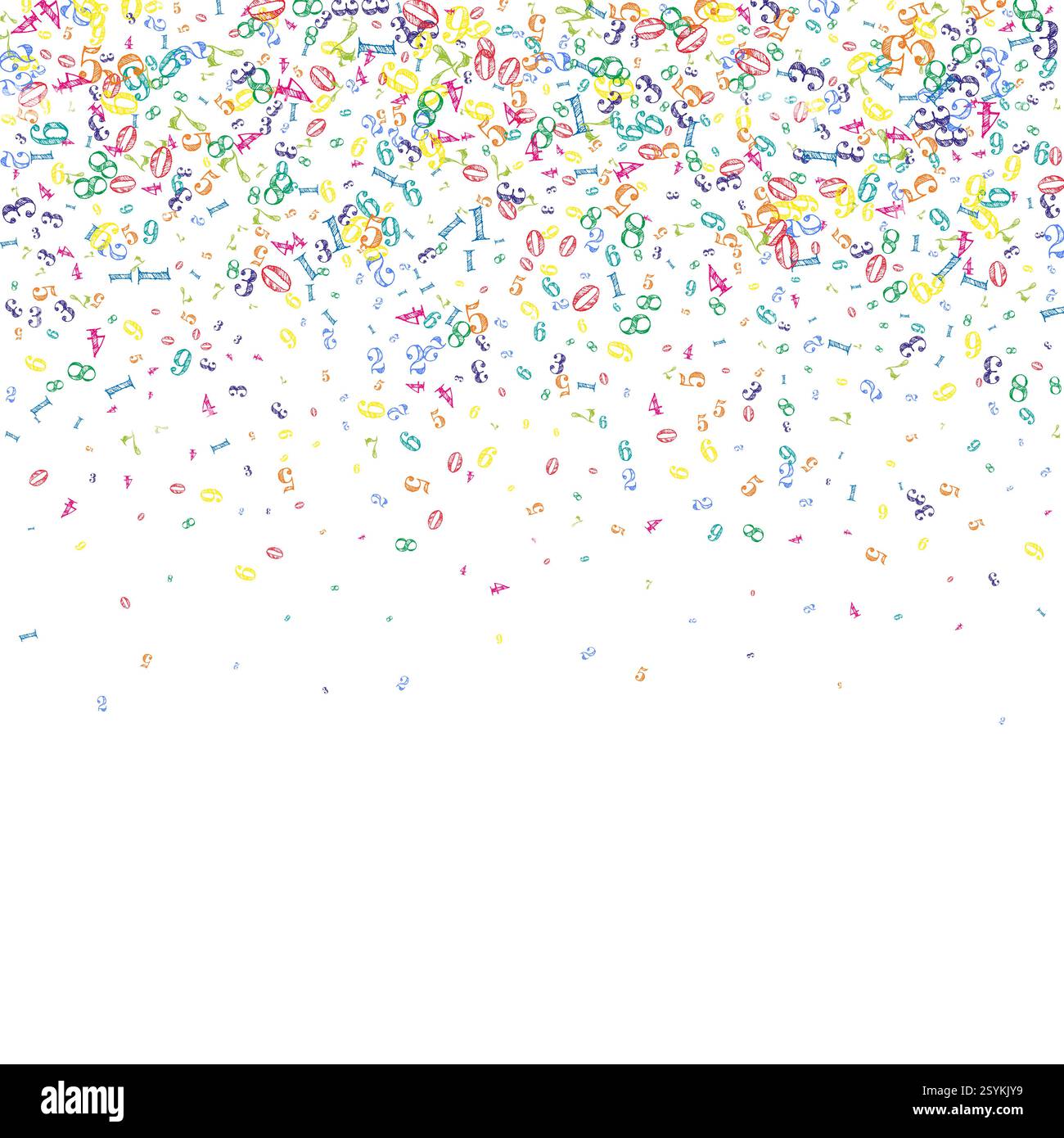 Falling colorful numbers. Math study concept with flying digits. Back ...