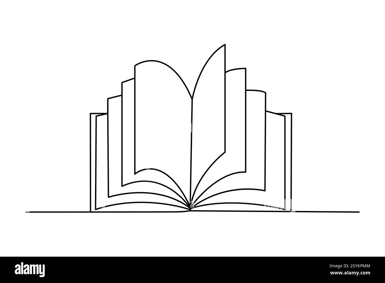 Continuous one line drawing of book opening isolated outline vector ...