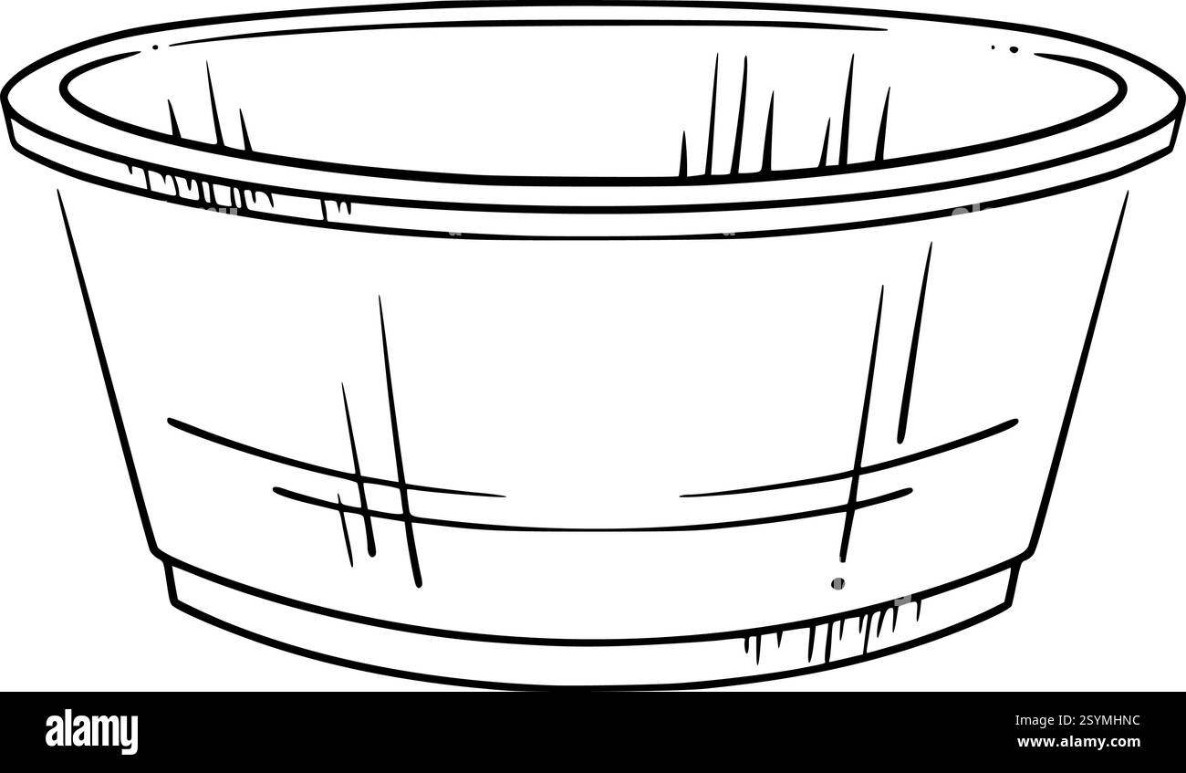 Aluminum basin. Minimalist vector illustration of an garden washbowl. Perfect for gardening, rustic decor, country style and storage visuals, card Stock Vector