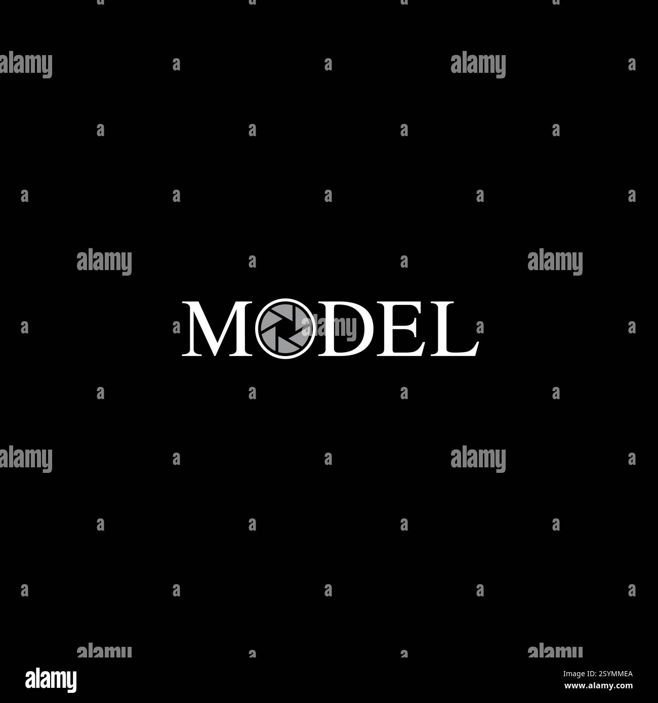 Model and Camera Shutter logo or wordmark design Stock Vector