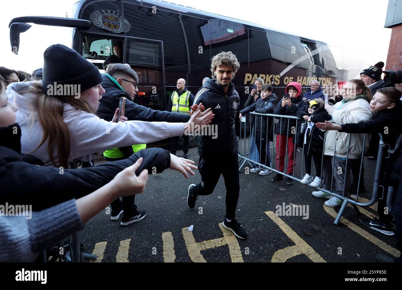 Celtic's Jota arrives at the ground ahead of the William Hill ...