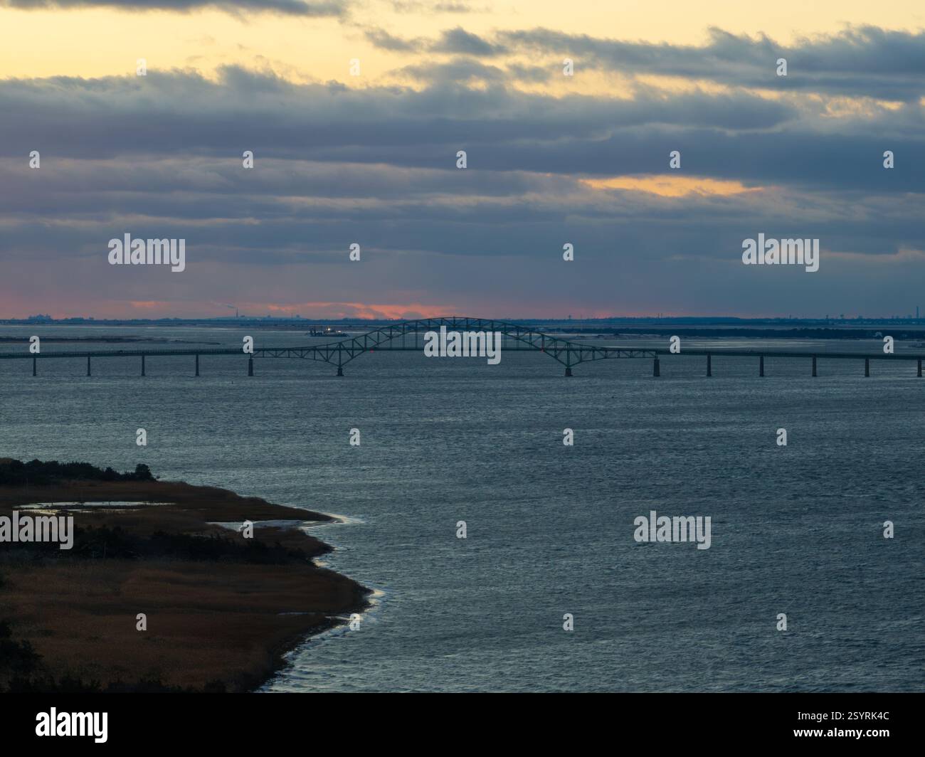 Aerial view of the Fire Island Inlet Bridge, an integral part of the ...