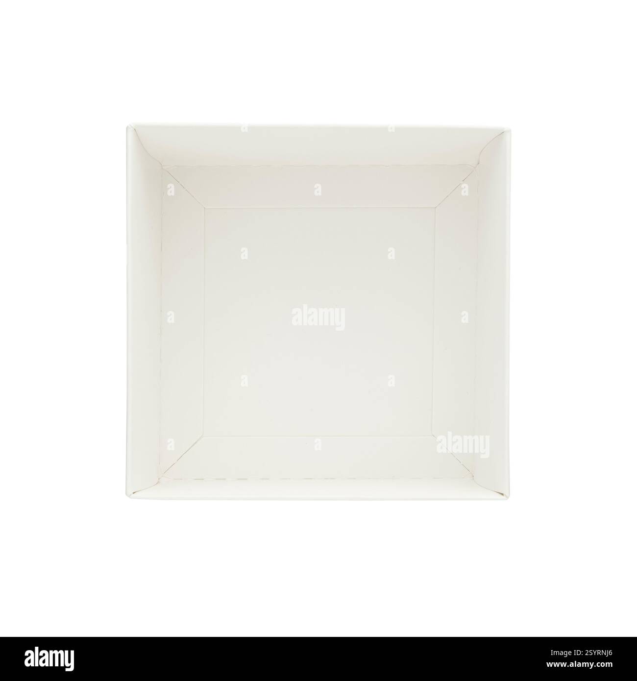 Empty cardboard white box, isolated top view Stock Photo
