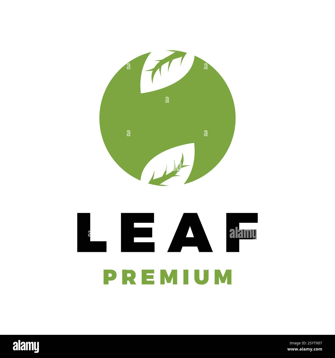 negative space leaf circle icon vector logo template illustration design Stock Vector