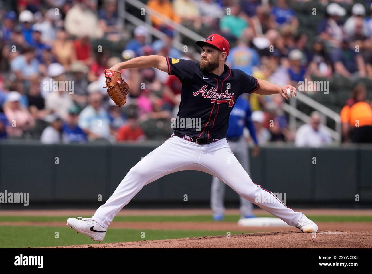 Atlanta Braves pitcher Dylan Lee delivers in the first inning of a ...