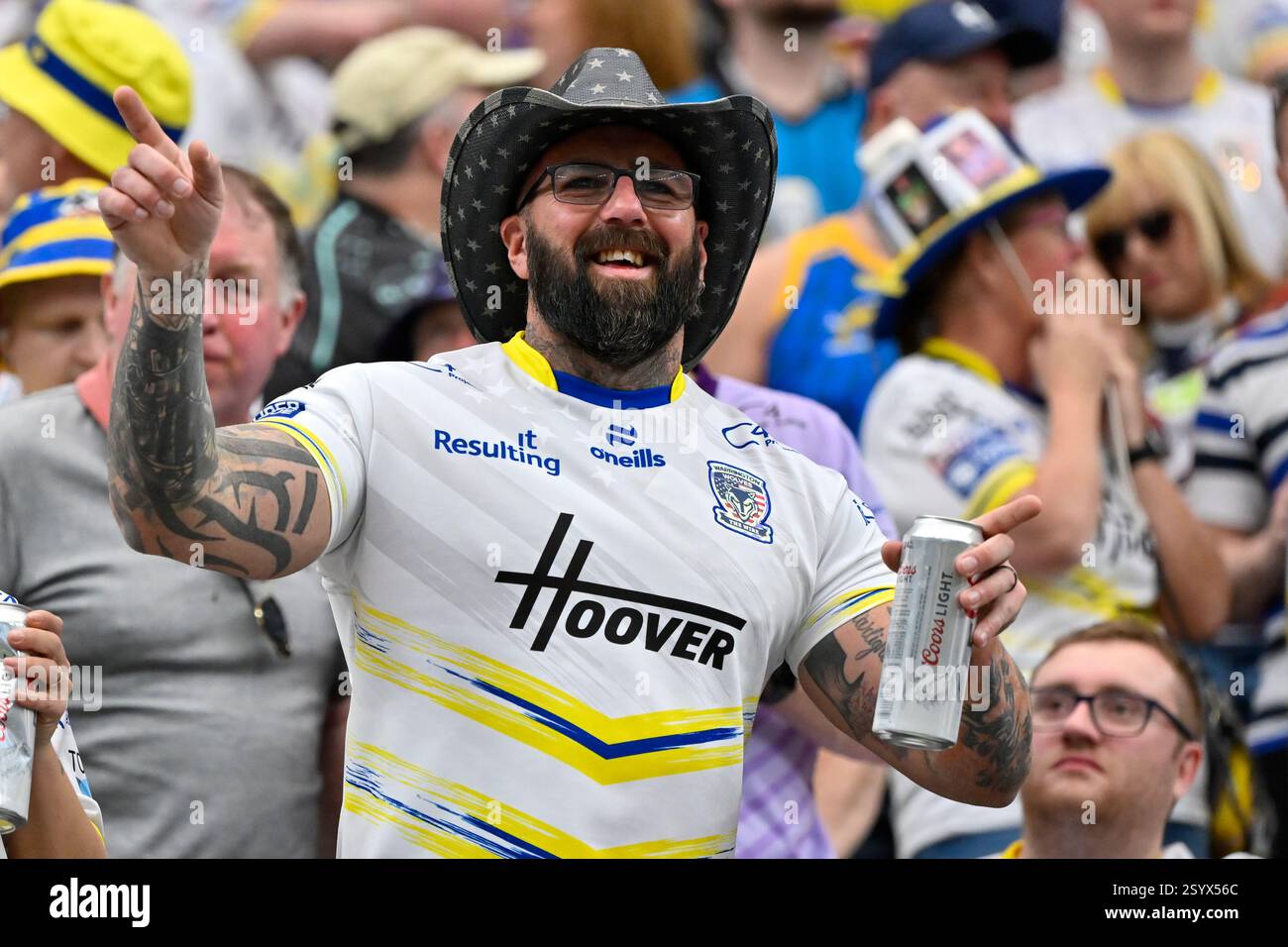 A spectator reacts ahead of the Super League rugby league match between ...