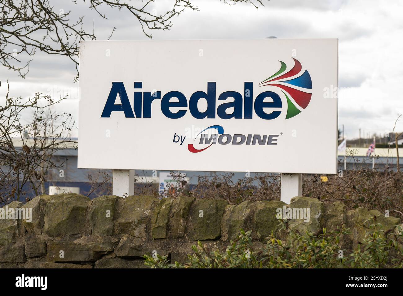 Airedale by Modine sign outside Airedale International Air Conditioning factory, Leeds Road, Rawdon, Leeds, West Yorkshire, UK Stock Photo