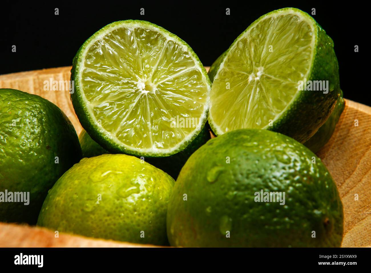Close up of Persian lime, also known Tahiti lime, is a citrus fruit ...
