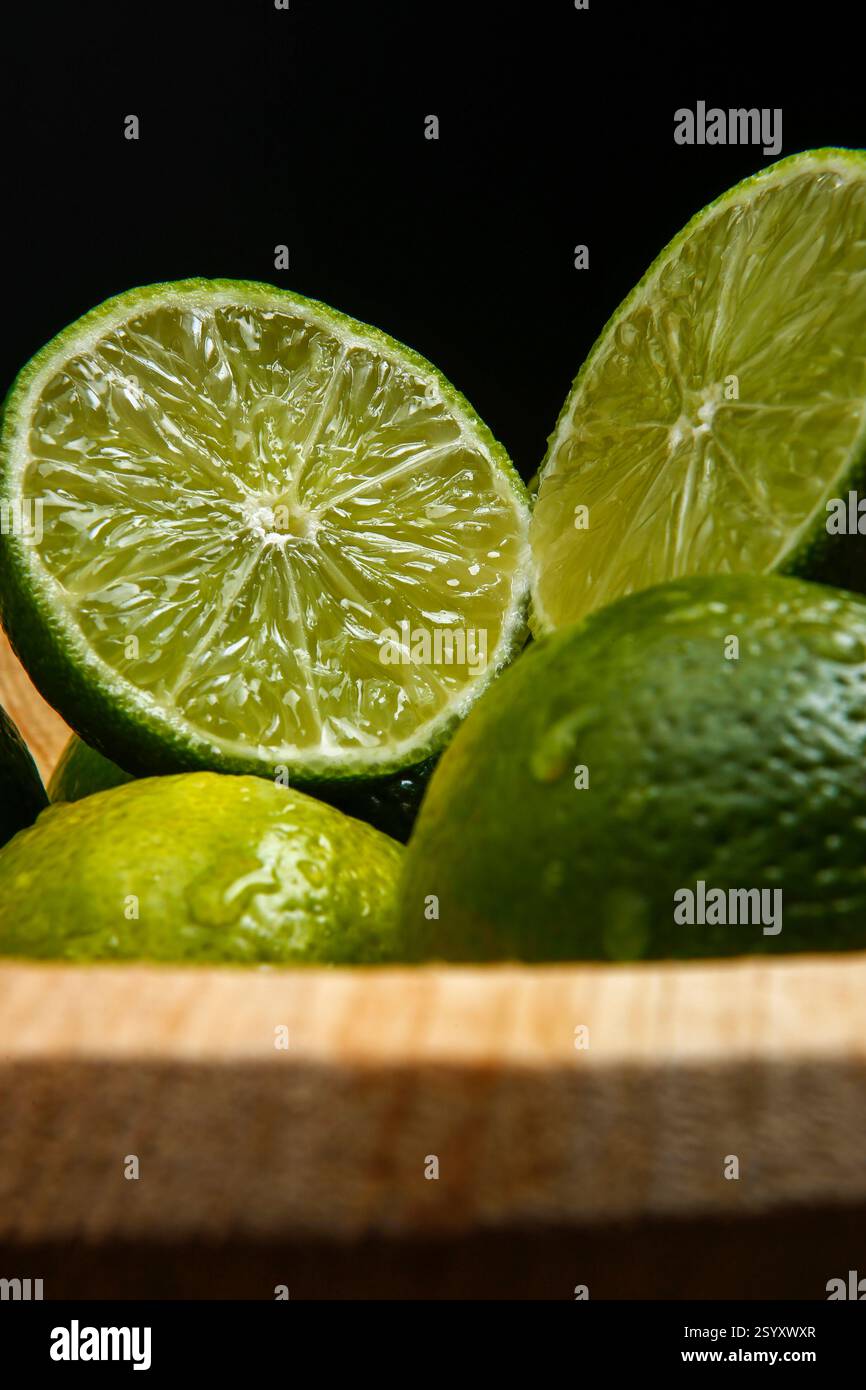 Close up of Persian lime, also known Tahiti lime, is a citrus fruit ...