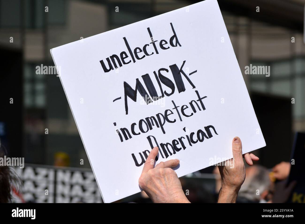 Protest against Elon Musk and DOGE cuts to government spending in front ...