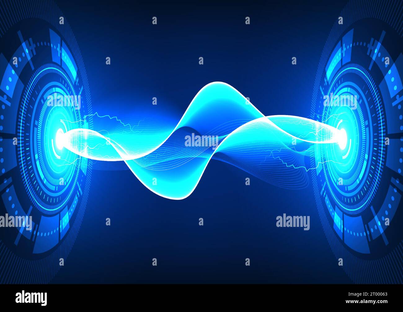 Abstract background technology of data transmission connection in the internet network Displays information wave and current exchanged. There are tech Stock Vector