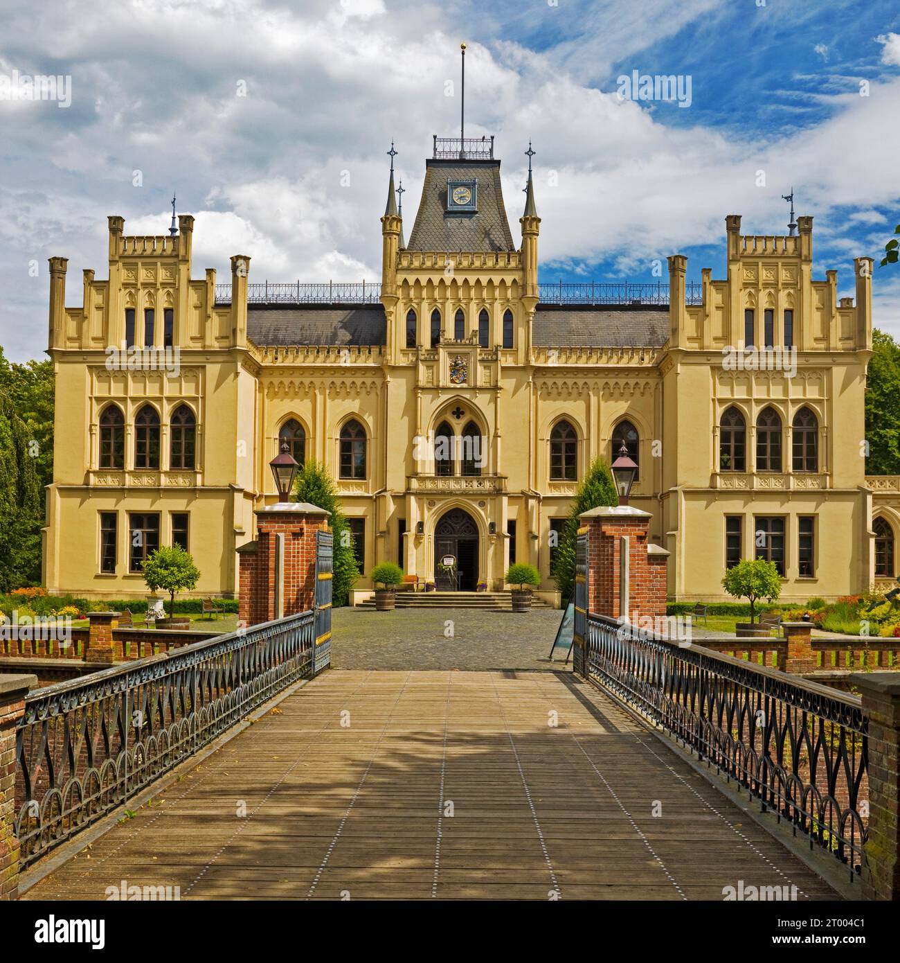 Evenburg moated castle, restored in the neo-Gothic style, Leer, Lower Saxony, Germany, Europe Stock Photo
