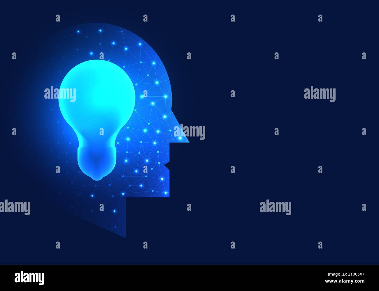 Light bulb is inside the robot's head. It means that technology or artificial intelligence can help support new ideas or solve problems using technolo Stock Vector