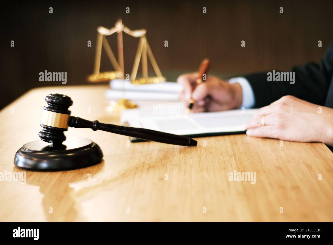 Judge gavel hammer on Lawyer desk Stock Photo - Alamy