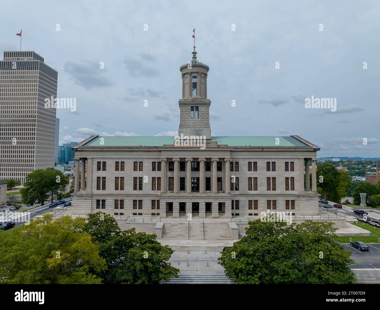 Aerial View Of The State Capitol Building In Nashville Tennessee Stock Photo