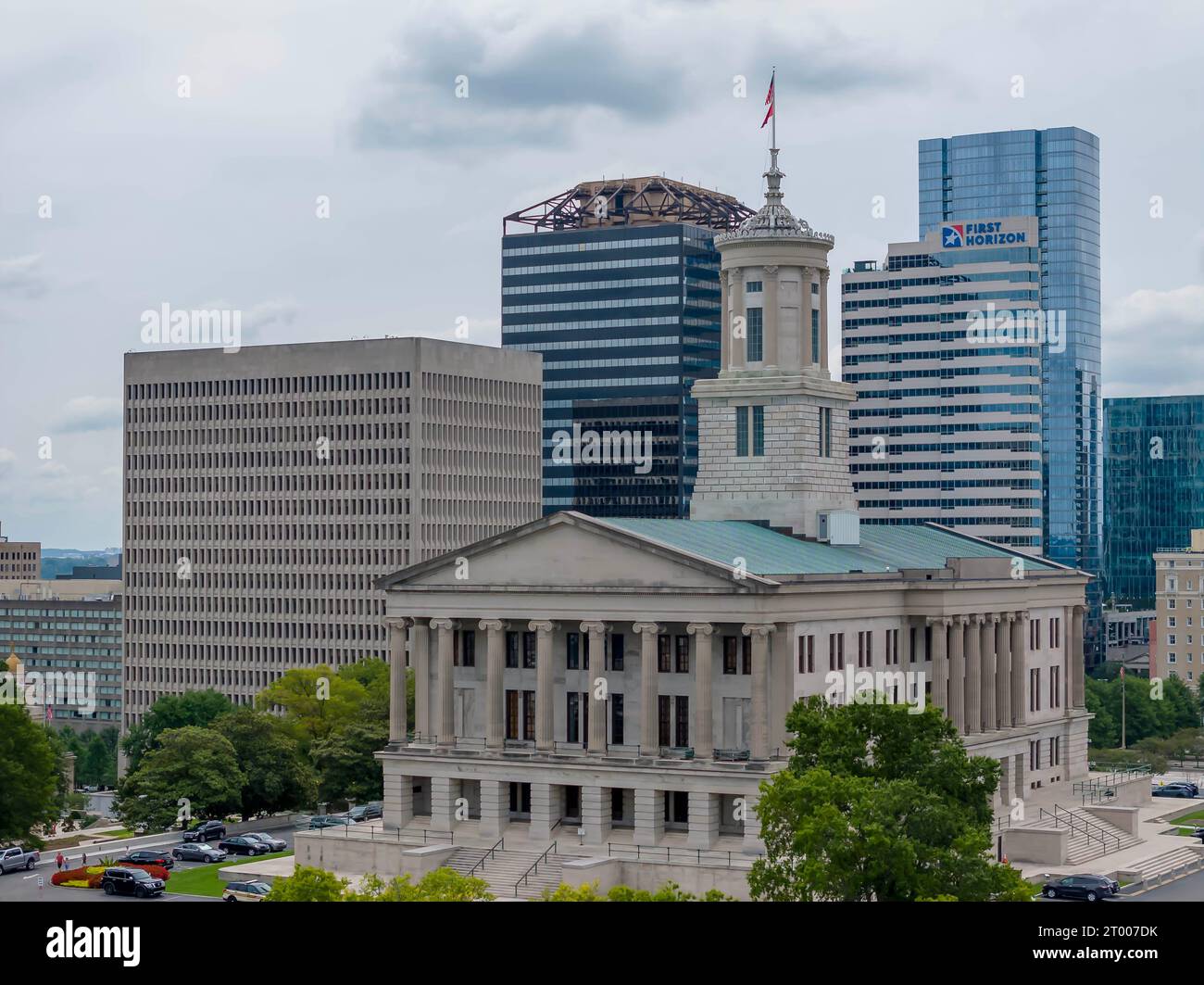 Aerial View Of The State Capitol Building In Nashville Tennessee Stock Photo