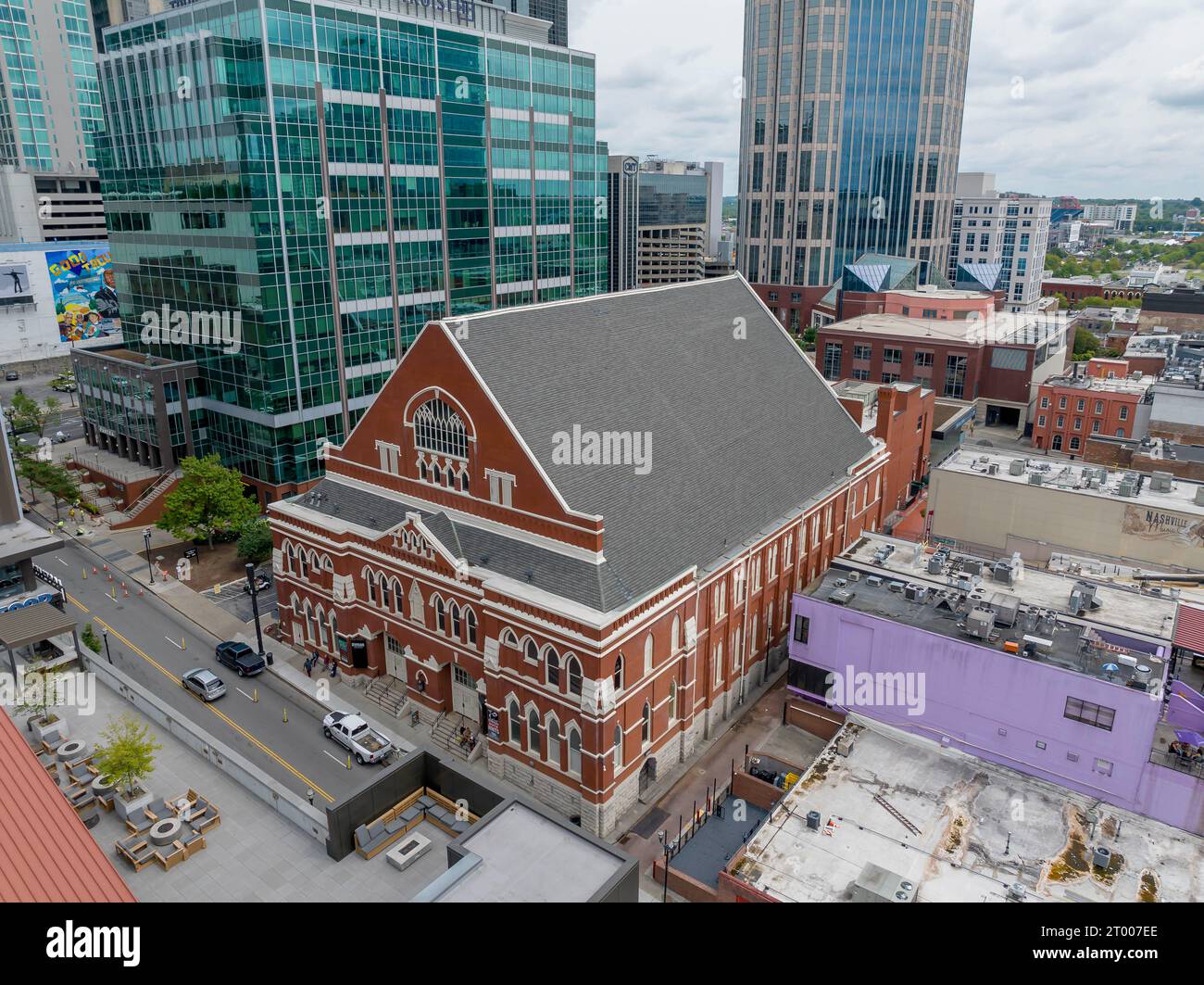 Aerial View Of The Famous Ryman Auditorium In The City Of Nashville Tennessee Stock Photo