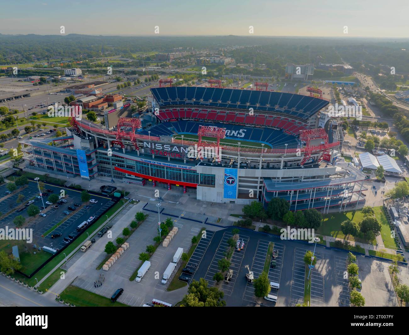 Aerial View Of Nissan Stadium, Home Of The National Football Leagues Tennessee Titans Stock Photo