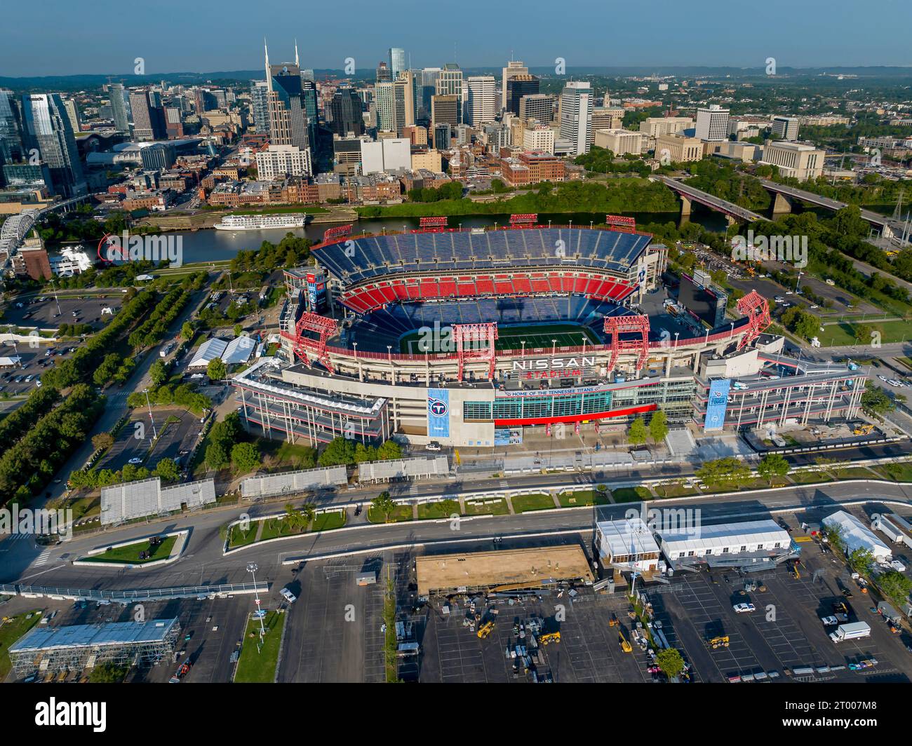 Aerial View Of Nissan Stadium, Home Of The National Football Leagues Tennessee Titans Stock Photo