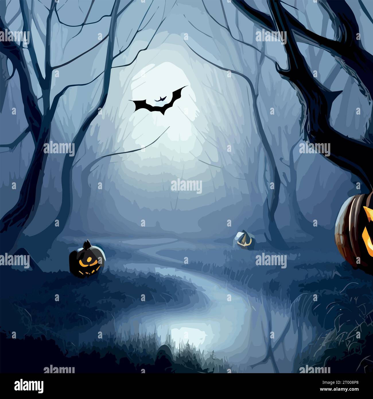 Dark Forest Halloween Background With Bats Trees Halloween Purple dark-forest-halloween-background-with-bats-trees-halloween-purple