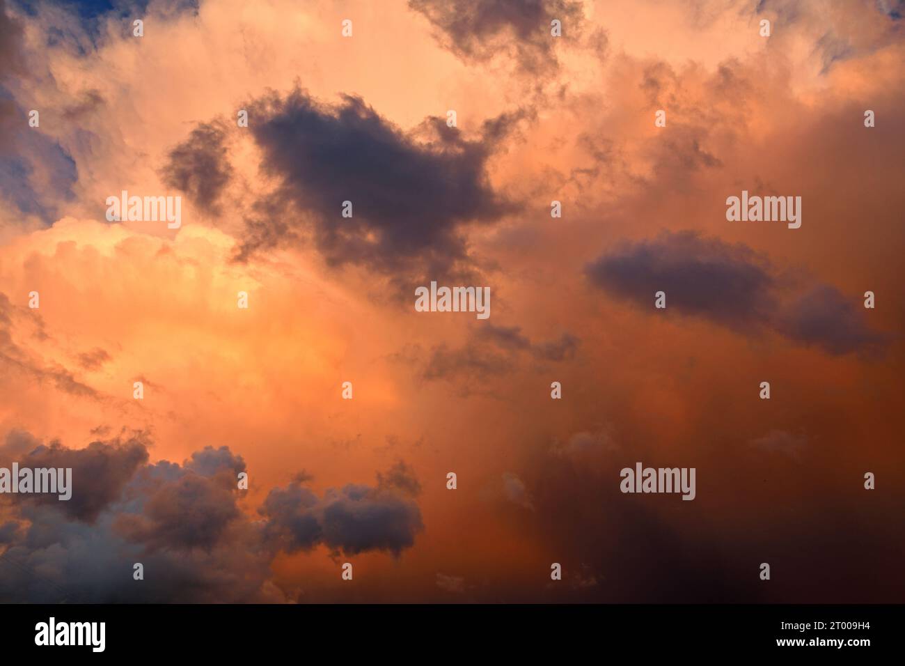 Beautiful sky landscape. Thunderstorm clouds during sunset Stock Photo